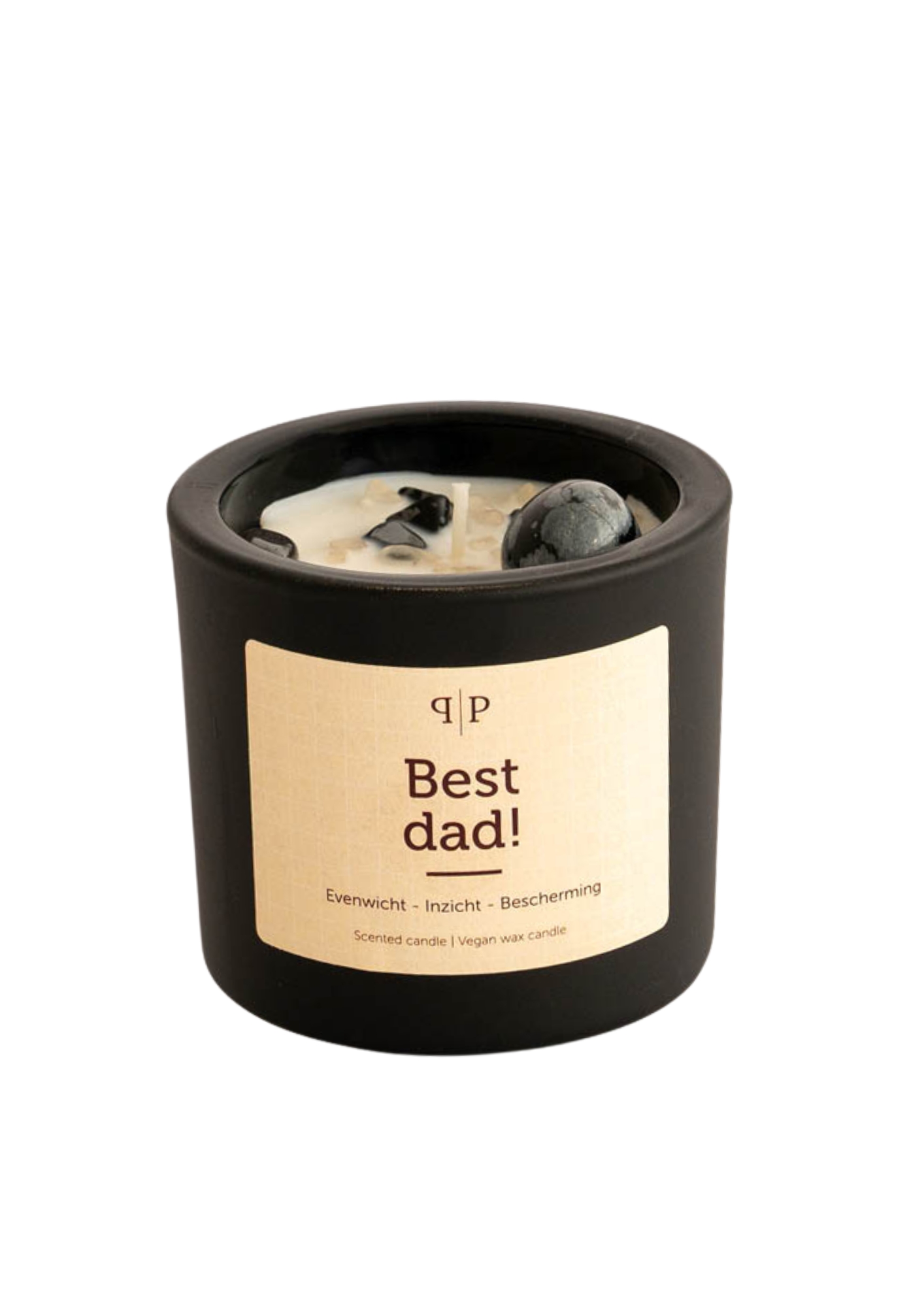 Edelsteenkaars | Hamatiet & Obsidiaan | Best dad!