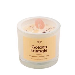 Edelsteenkaars | Amethist, bergkristal & Rozenkwarts | Golden Triangle